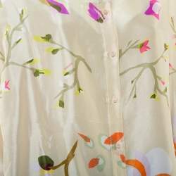 Pre Owned Missoni Cream Abstract Printed Silk Oversized Button Front Shirt S