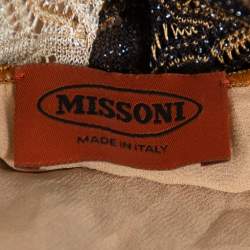 Pre Owned Missoni Beige Lurex Knit Stone Embellished Sleeveless Belted Maxi Dress M