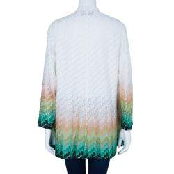 Pre Owned Missoni Wave Knit Multicolor Button Down Long Cardigan M