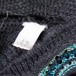 Pre Owned M Missoni Grey Wave Patterned Wool Open Front Cardigan M