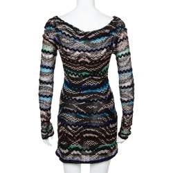 Pre Owned Missoni Black Lurex Knit Bateau Neck Shift Dress S