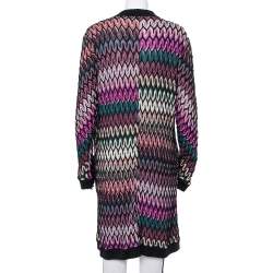 Pre Owned Missoni Multicolor Knit Patch Pocket Detail Open Front Cardigan XL