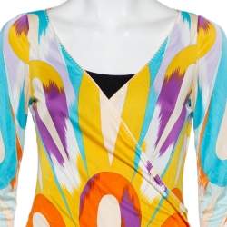 Pre Owned Missoni Multicolour Knit Faux Wrap Ruched Detail Top M