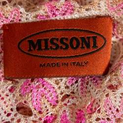 Missoni Pink & Beige Knit Ruched Sleeveless Midi Dress M