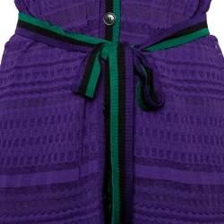 Pre Owned Missoni Purple Knit Belted Button Front Long Cardigan M