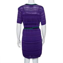 Pre Owned Missoni Purple Knit Belted Button Front Long Cardigan M