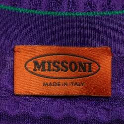 Pre Owned Missoni Purple Knit Belted Button Front Long Cardigan M
