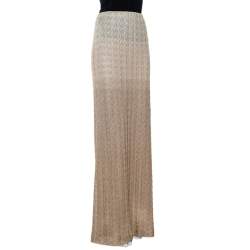 Pre Owned Missoni Beige Lurex Knit Ombre Effect Maxi Skirt L