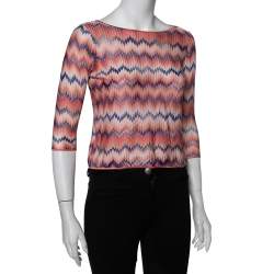 Pre Owned Missoni Pink Patterned Knit Top L