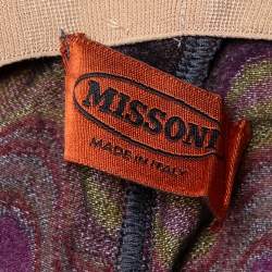 Pre Owned Missoni Pink Wavy Wool Blend Knit Palazzo Trousers M