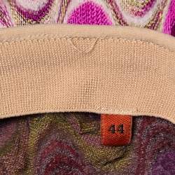 Pre Owned Missoni Pink Wavy Wool Blend Knit Palazzo Trousers M