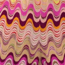 Pre Owned Missoni Pink Wavy Wool Blend Knit Palazzo Trousers M