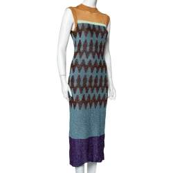 Pre Owned Missoni Multicolor Lurex Knit Sleeveless Sheath Dress M