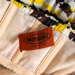 Pre Owned Missoni Yellow And Black Tiger Print Silk Strapless Tansy Dress M