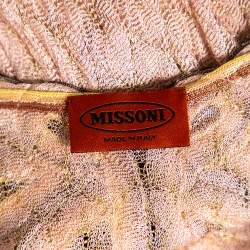 Pre Owned Missoni Light Pink Lurex Knit Contrast Trim Detail Sheer Kaftan Dress M
