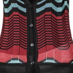 Pre Owned Missoni Mullticolor Patterned Lurex Knit Button Front Lightweight Cardigan M