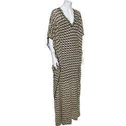 Pre Owned Missoni Pale Yellow Patterned Knit Maxi Kaftan M