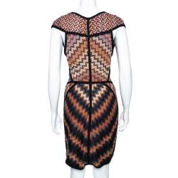 Pre Owned Missoni Burnt Orange Zig Zag Pattern Knit Short Dress M