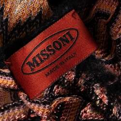 Pre Owned Missoni Burnt Orange Zig Zag Pattern Knit Short Dress M