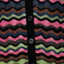 Pre Owned Missoni Multicolor Wavey Knit Short Sleeve Cardigan M