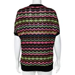 Pre Owned Missoni Multicolor Wavey Knit Short Sleeve Cardigan M
