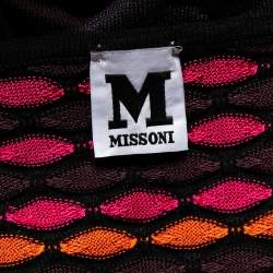 Pre Owned M Missoni Multicolor Fishscale Pattern Textured Knit Short Sleeve Top M