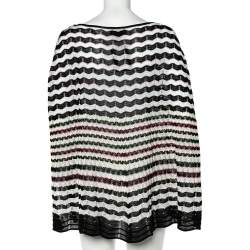 Pre Owned Missoni Multicolored Zig Zag Patterned Knit Poncho (One Size)