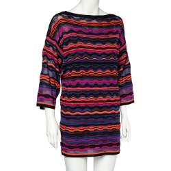 Pre Owned Missoni Multicolored Patterned Knit Short Dress S