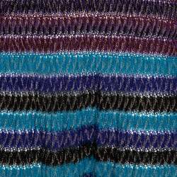Pre Owned Missoni Multicolored Perforated Wool Knit Long Sleeve Flared Dress M