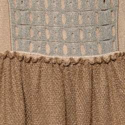 مملوكة مسبقًا فستان ماكسي إم ميزوني تريكو لوريكس بني بلا أكمام مقاس كبير - لارج