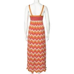 مملوكة مسبقًا  M Missoni Collection Multicolor Zig Zag Pattern Lurex Knit Maxi Dress S