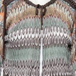 Pre Owned Missoni Multcolored Patterned Knit Tie Detail Shrug S