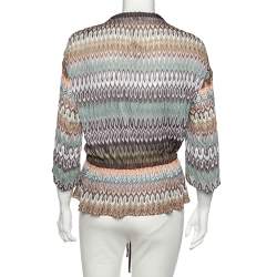 Pre Owned Missoni Multcolored Patterned Knit Tie Detail Shrug S