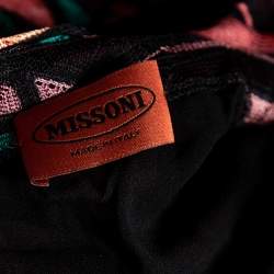 Pre Owned Missoni Multicolour Patterned Knit Overlay Detail Belted Maxi Dress S