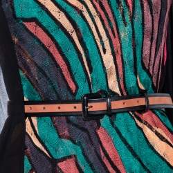 Pre Owned Missoni Multicolour Patterned Knit Overlay Detail Belted Maxi Dress S