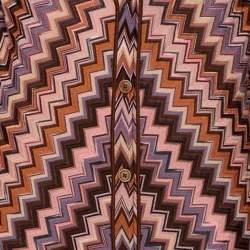 Pre Owned Missoni Brown Zigzag Pattern Knit Button Front Long Cardigan M
