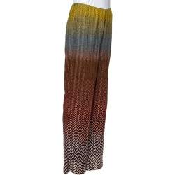 Pre Owned Missoni Multicolor Lurex Zig Zag Knit Palazzo Pants M