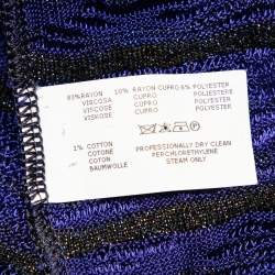 Pre Owned Missoni Blue and Black Lurex Knit Ruffled Sleeveless Dress M