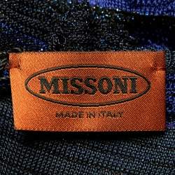 Pre Owned Missoni Blue and Black Lurex Knit Ruffled Sleeveless Dress M