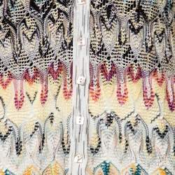 Pre Owned Missoni Multicolor Pointelle Knit Button Front Cardigan M