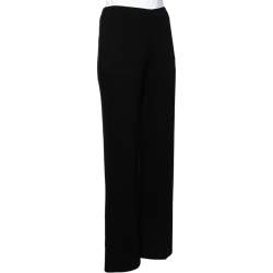 Pre Owned Missoni Black Cotton Knit High Waist Straight Leg Pants M