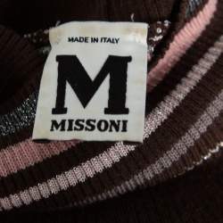 Pre Owned Missoni Brown Wool And Lurex Knit Turtle Neck Sleeveless Top & Button Front Cardigan Set M
