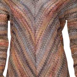 Pre Owned Missoni Multicolored Textured Lurex Knit Long Sleeve Dress M