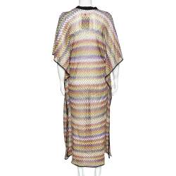 Pre Owned Missoni Multicolor Zig Zag Knit Sheer Kaftan Coverup M