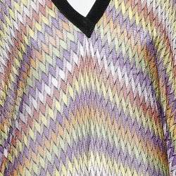 Pre Owned Missoni Multicolor Zig Zag Knit Sheer Kaftan Coverup M
