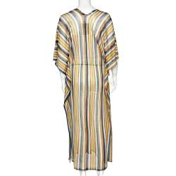 Pre Owned Missoni Multicolor Zig Zag Knit Sheer Kaftan Coverup M