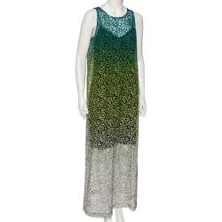 Pre Owned Missoni Green Ombre Lace Maxi Dress M