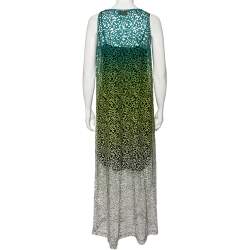 Pre Owned Missoni Green Ombre Lace Maxi Dress M