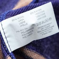 Pre Owned Missoni Beige & Navy Blue Patterned Wool Knit Button Front Cardigan L