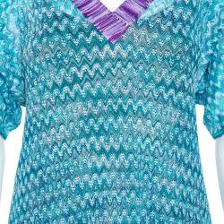 Pre Owned Missoni Mare Blue Textured Knit V-Neck Maxi Dress S